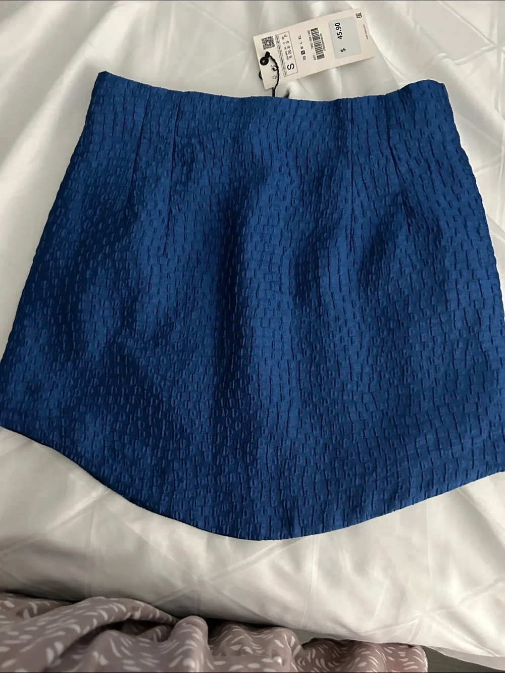 Zara Royal Blue Textured Mini Skirt